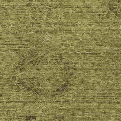3' X 5' Olive Green And Brown Floral Washable Indoor Outdoor Area Rug