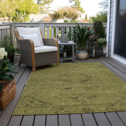 3' X 5' Olive Green And Brown Floral Washable Indoor Outdoor Area Rug