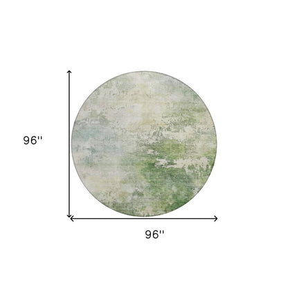 3' X 5' Artichoke Green And Ivory Abstract Washable Indoor Outdoor Area Rug