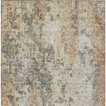 3' X 5' Terra Cotta Beige And Dark Gray Abstract Washable Indoor Outdoor Area Rug