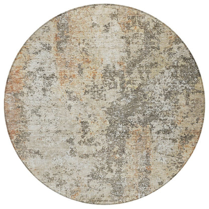 3' X 5' Terra Cotta Beige And Dark Gray Abstract Washable Indoor Outdoor Area Rug