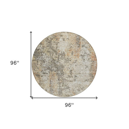 3' X 5' Terra Cotta Beige And Dark Gray Abstract Washable Indoor Outdoor Area Rug