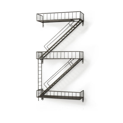 21" Gunmetal Gray Metal Novelty Wall Mounted Accent Shelf