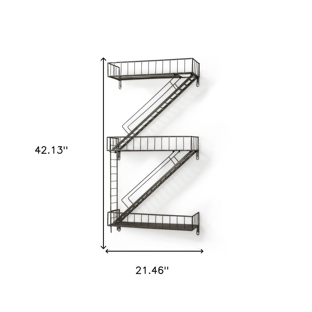 21" Gunmetal Gray Metal Novelty Wall Mounted Accent Shelf