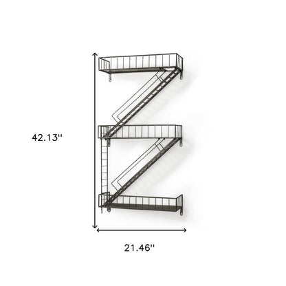 21" Gunmetal Gray Metal Novelty Wall Mounted Accent Shelf