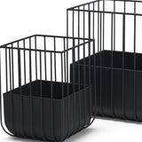 Set of Two Black Metal Wire Cage Square Pot Planters