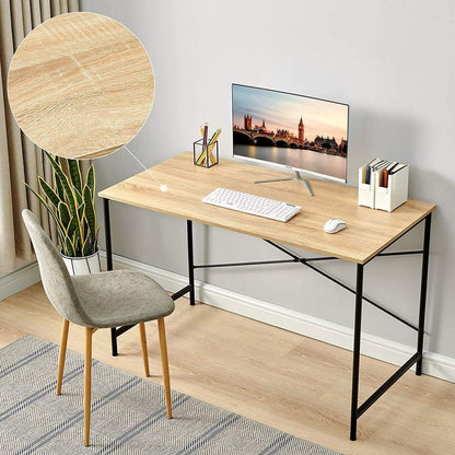 47" Natural and Black Wood and Metal Computer Desk