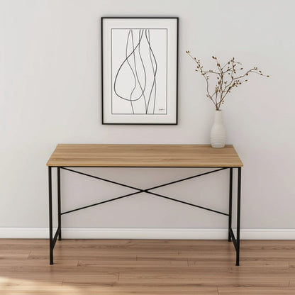 47" Natural and Black Wood and Metal Computer Desk