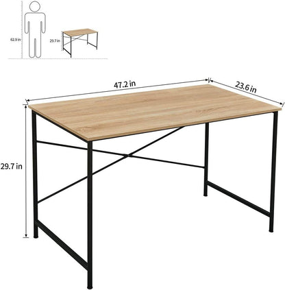 47" Natural and Black Wood and Metal Computer Desk