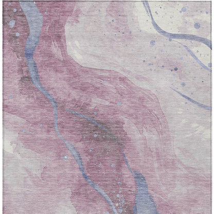 3' X 5' Mauve And Pink Abstract Washable Indoor Outdoor Area Rug