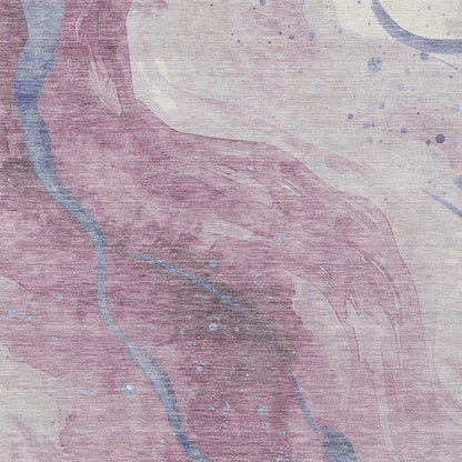 3' X 5' Mauve And Pink Abstract Washable Indoor Outdoor Area Rug