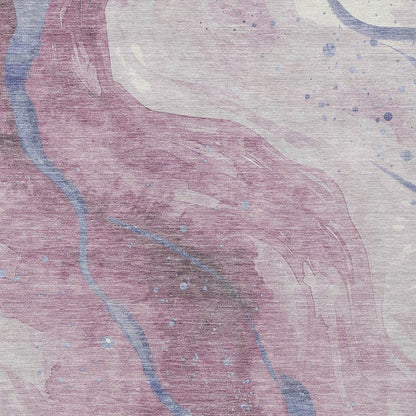 3' X 5' Mauve And Pink Abstract Washable Indoor Outdoor Area Rug