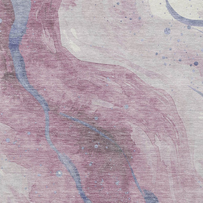 3' X 5' Mauve And Pink Abstract Washable Indoor Outdoor Area Rug