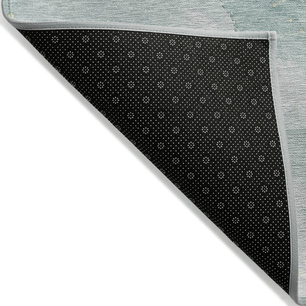 3' X 5' Teal Blue And Aqua Abstract Washable Indoor Outdoor Area Rug