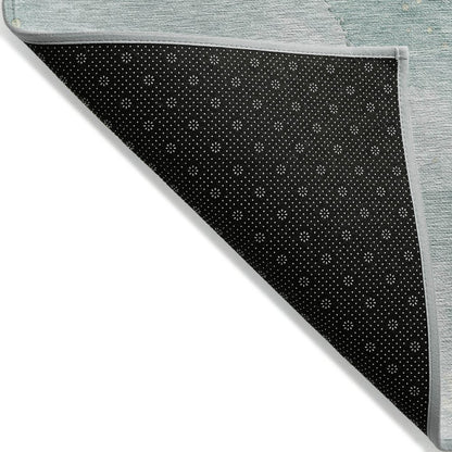 3' X 5' Teal Blue And Aqua Abstract Washable Indoor Outdoor Area Rug