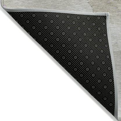 3' X 5' Taupe And Lavender Abstract Washable Indoor Outdoor Area Rug