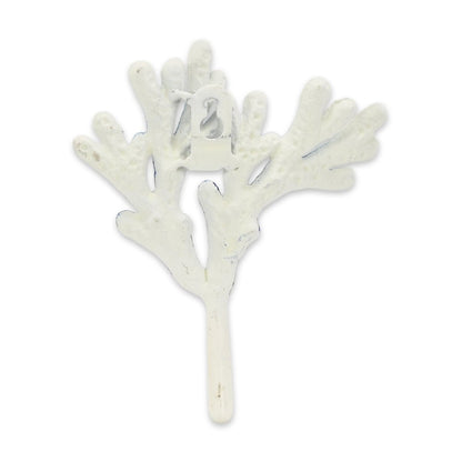 5" Blue And White Cast Iron Coral Wall Hook