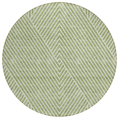 3' X 5' Sage And Ivory Geometric Washable Indoor Outdoor Area Rug