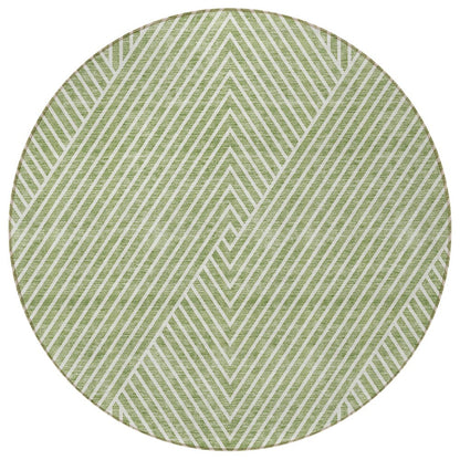 3' X 5' Sage And Ivory Geometric Washable Indoor Outdoor Area Rug