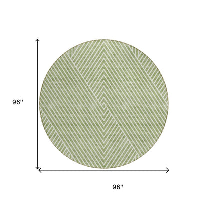 3' X 5' Sage And Ivory Geometric Washable Indoor Outdoor Area Rug