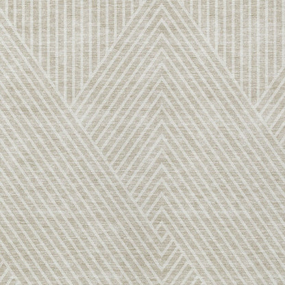 3' X 5' Beige And Ivory Geometric Washable Indoor Outdoor Area Rug