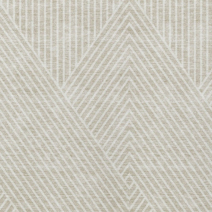 3' X 5' Beige And Ivory Geometric Washable Indoor Outdoor Area Rug