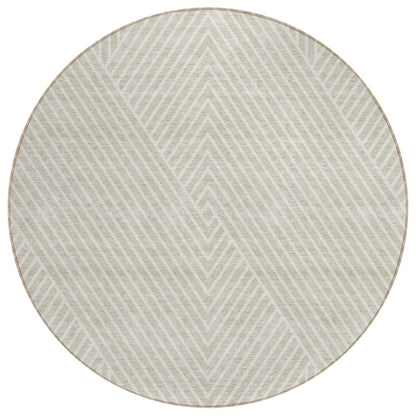 3' X 5' Beige And Ivory Geometric Washable Indoor Outdoor Area Rug