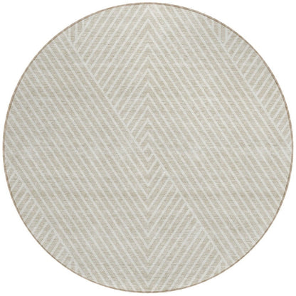 3' X 5' Beige And Ivory Geometric Washable Indoor Outdoor Area Rug