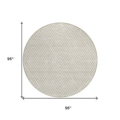 3' X 5' Beige And Ivory Geometric Washable Indoor Outdoor Area Rug
