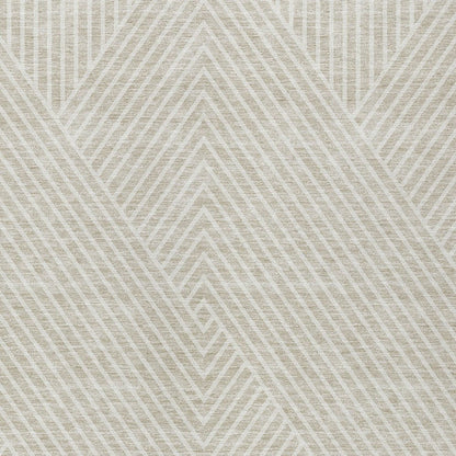 3' X 5' Beige And Ivory Geometric Washable Indoor Outdoor Area Rug