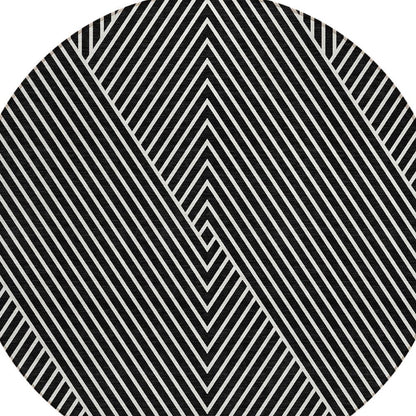 3' X 5' Black And Ivory Geometric Washable Indoor Outdoor Area Rug