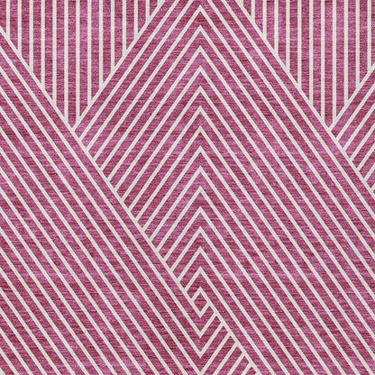 3' X 5' Blush And Ivory Geometric Washable Indoor Outdoor Area Rug