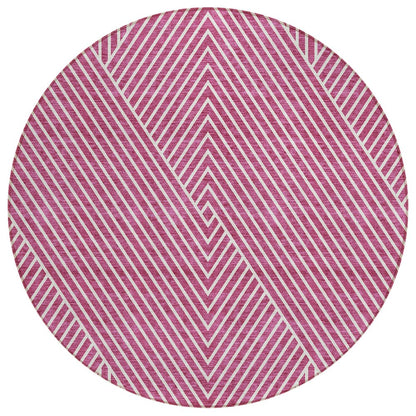 3' X 5' Blush And Ivory Geometric Washable Indoor Outdoor Area Rug