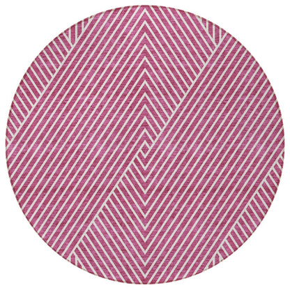 3' X 5' Blush And Ivory Geometric Washable Indoor Outdoor Area Rug