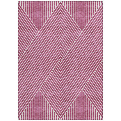 3' X 5' Blush And Ivory Geometric Washable Indoor Outdoor Area Rug