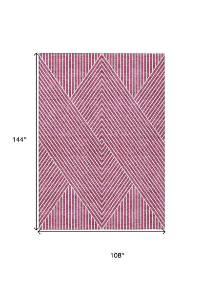 3' X 5' Blush And Ivory Geometric Washable Indoor Outdoor Area Rug