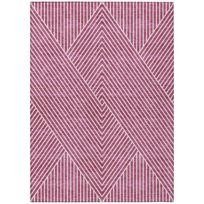 3' X 5' Blush And Ivory Geometric Washable Indoor Outdoor Area Rug