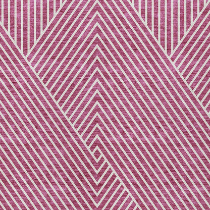 3' X 5' Blush And Ivory Geometric Washable Indoor Outdoor Area Rug