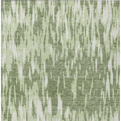 3' X 5' Green And Ivory Abstract Washable Indoor Outdoor Area Rug