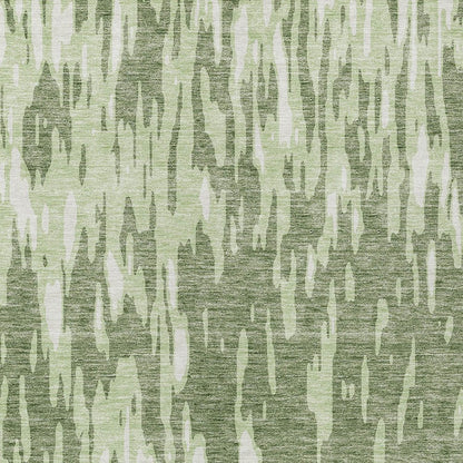3' X 5' Green And Ivory Abstract Washable Indoor Outdoor Area Rug