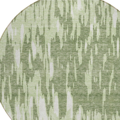 3' X 5' Green And Ivory Abstract Washable Indoor Outdoor Area Rug