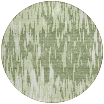 3' X 5' Green And Ivory Abstract Washable Indoor Outdoor Area Rug