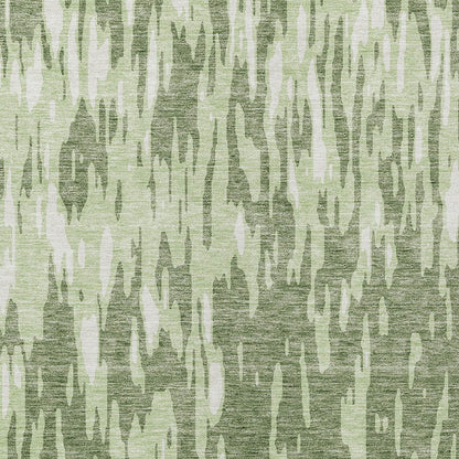 3' X 5' Green And Ivory Abstract Washable Indoor Outdoor Area Rug