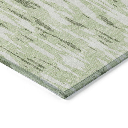 3' X 5' Green And Ivory Abstract Washable Indoor Outdoor Area Rug