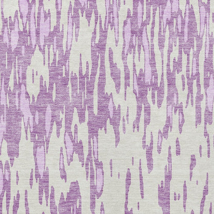 3' X 5' Lavender And Ivory Abstract Washable Indoor Outdoor Area Rug