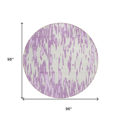 3' X 5' Lavender And Ivory Abstract Washable Indoor Outdoor Area Rug