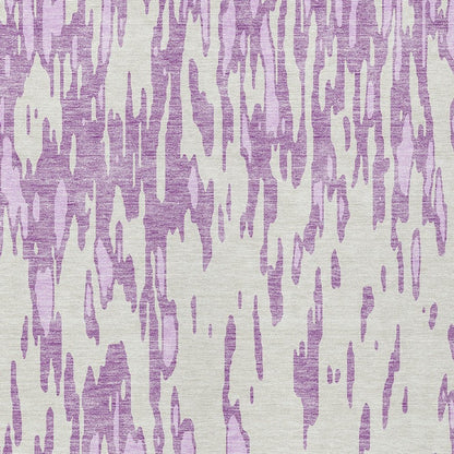 3' X 5' Lavender And Ivory Abstract Washable Indoor Outdoor Area Rug