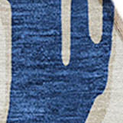 3' X 5' Navy Blue And Ivory Abstract Washable Indoor Outdoor Area Rug