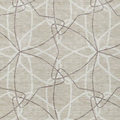 3' X 5' Beige And Ivory Geometric Washable Indoor Outdoor Area Rug