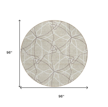 3' X 5' Beige And Ivory Geometric Washable Indoor Outdoor Area Rug
